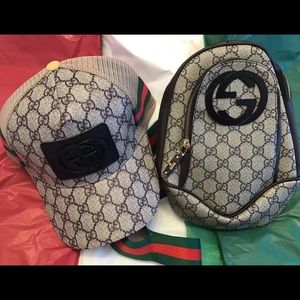 New Gucci snap back hat with shoulder bag to match